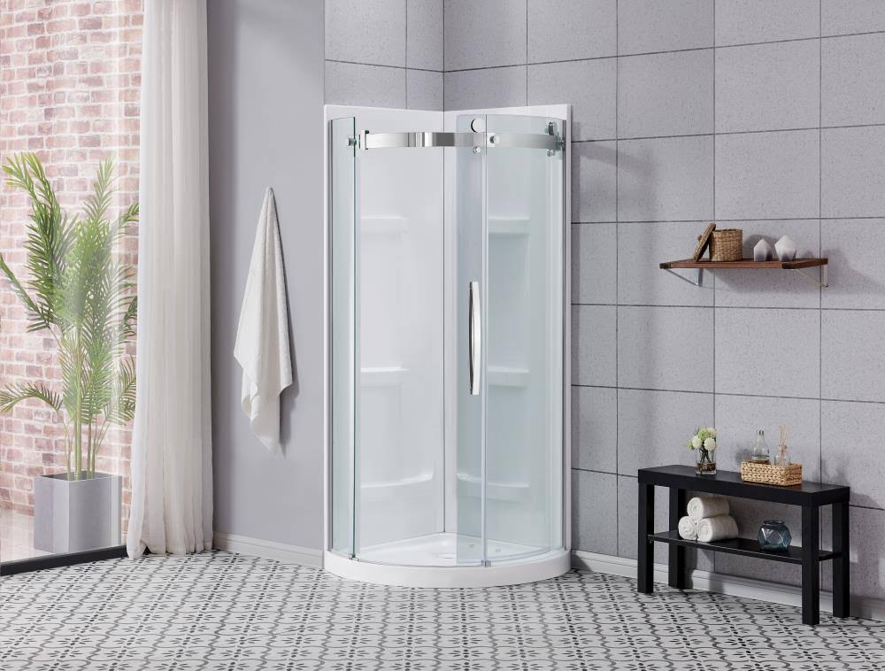 Ove Decors Bel 31.4-in x 73.62-in White Shower Surround Corner Wall Panel | BELC36-WP