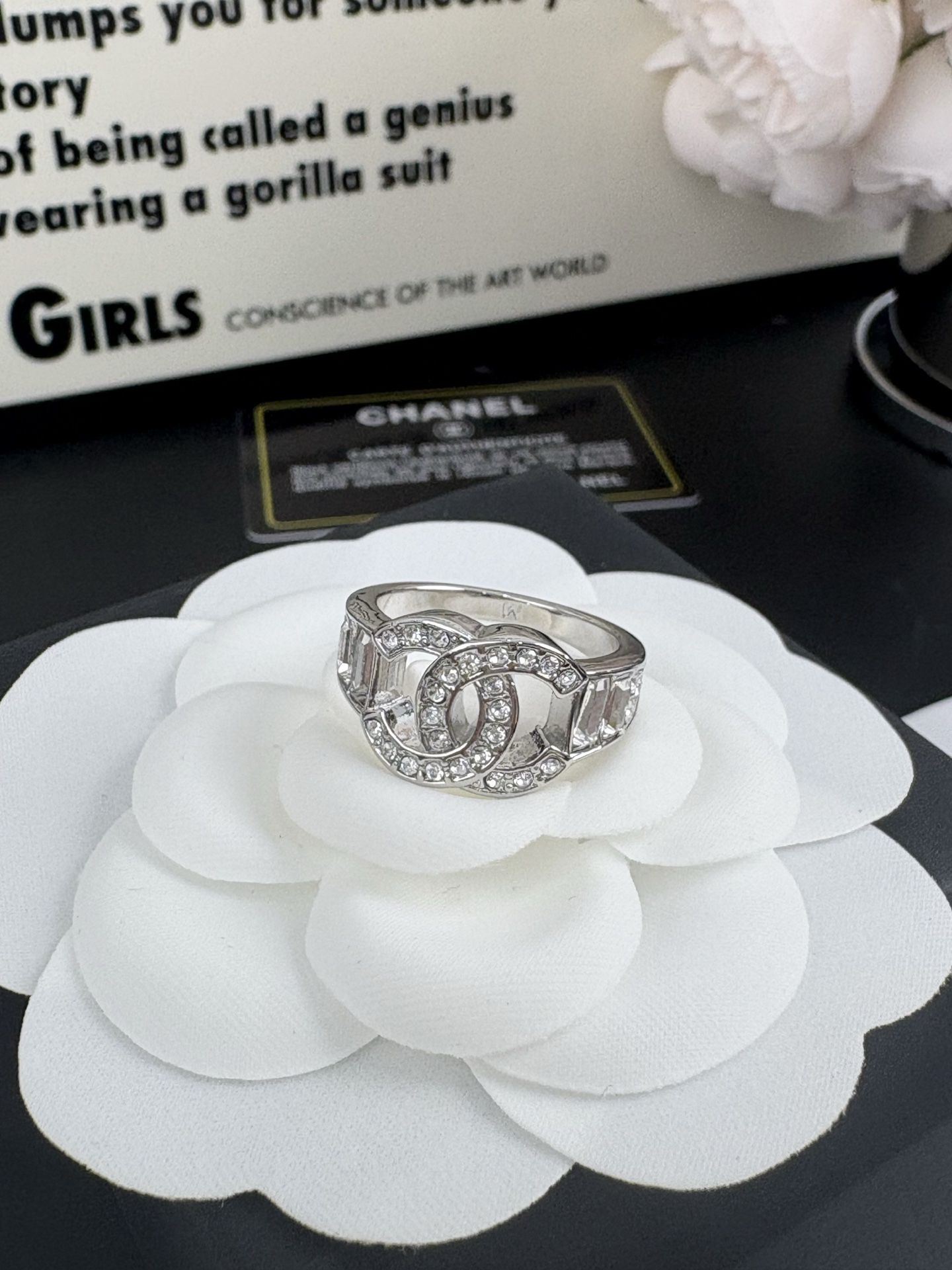 Chanel Silver Diamond Ring - cnluxepick