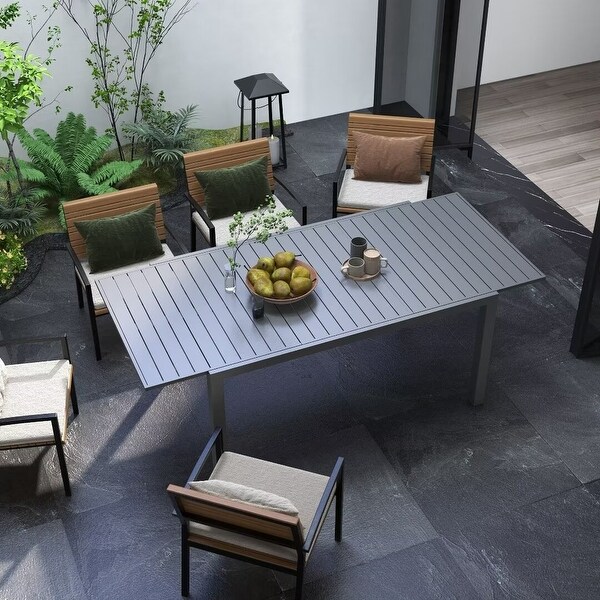 Outsunny Expandable Patio DiningTable,with Slatted Tabletop