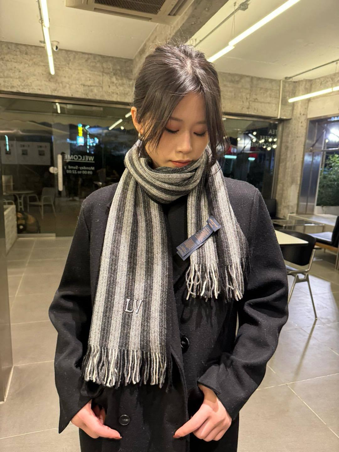Louis Vuitton Khaki Graphic Scarf For Women 180cm