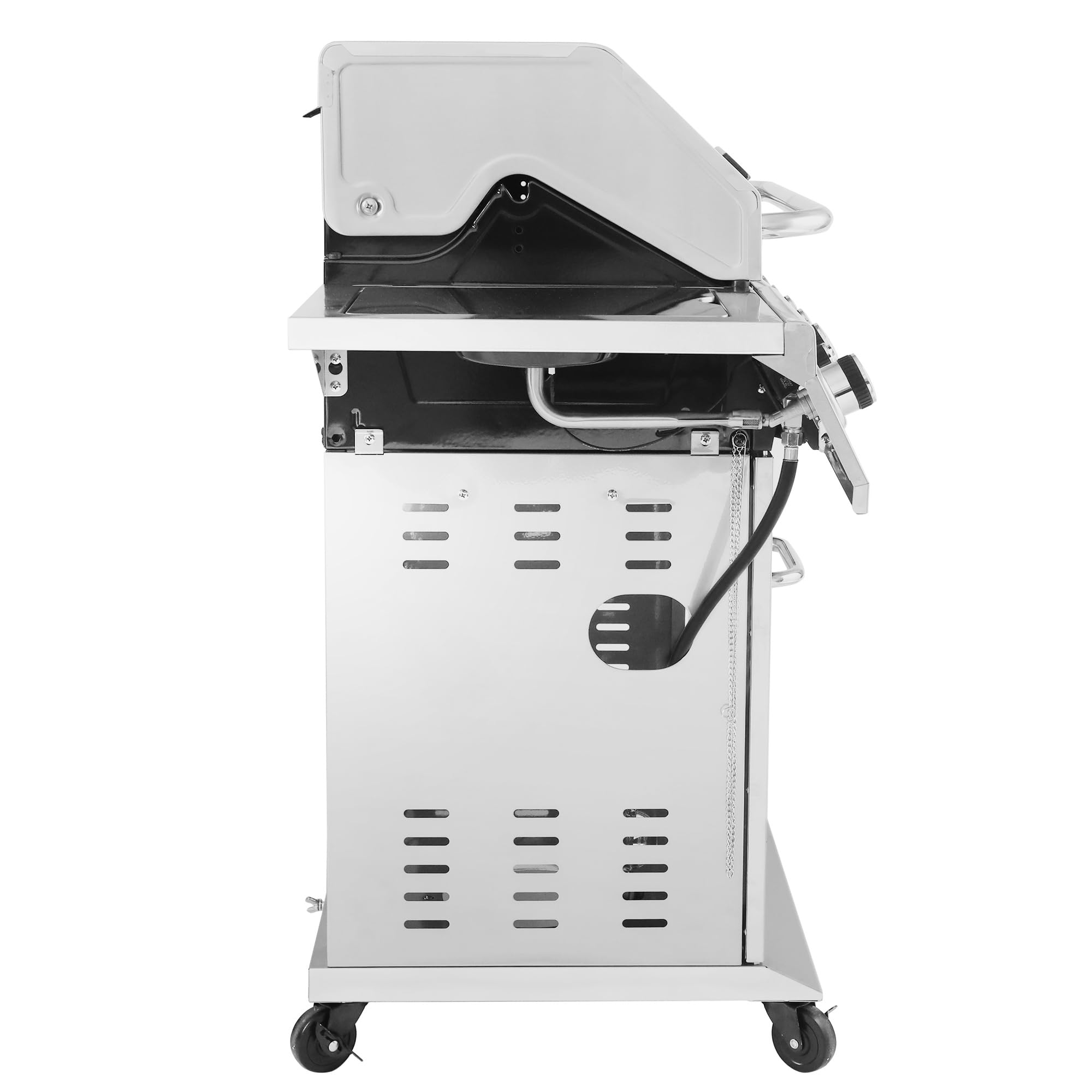 2026 Gourmet GA6402S Stainless Steel Gas Grill, Premier 6-Burner Propane Grill with Sear Burner and Side Burner, 74,000 BTU, Cabinet Style, Outdoor BBQ Party Grill, Silver