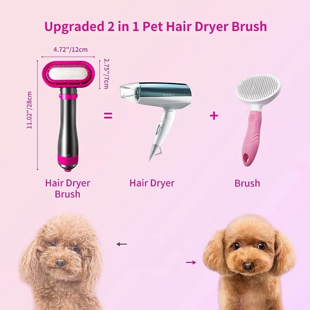 2 In 1 Pet Hair Dryer Blower Slicker Brush