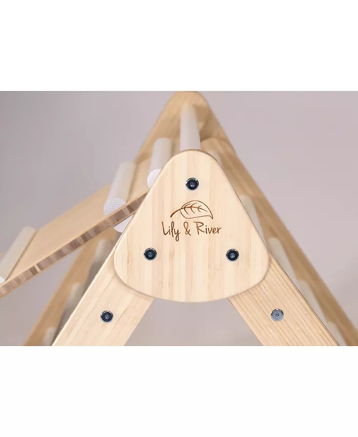 Lily and River Bamboo Little Climber Playset With Ladder Slide In White