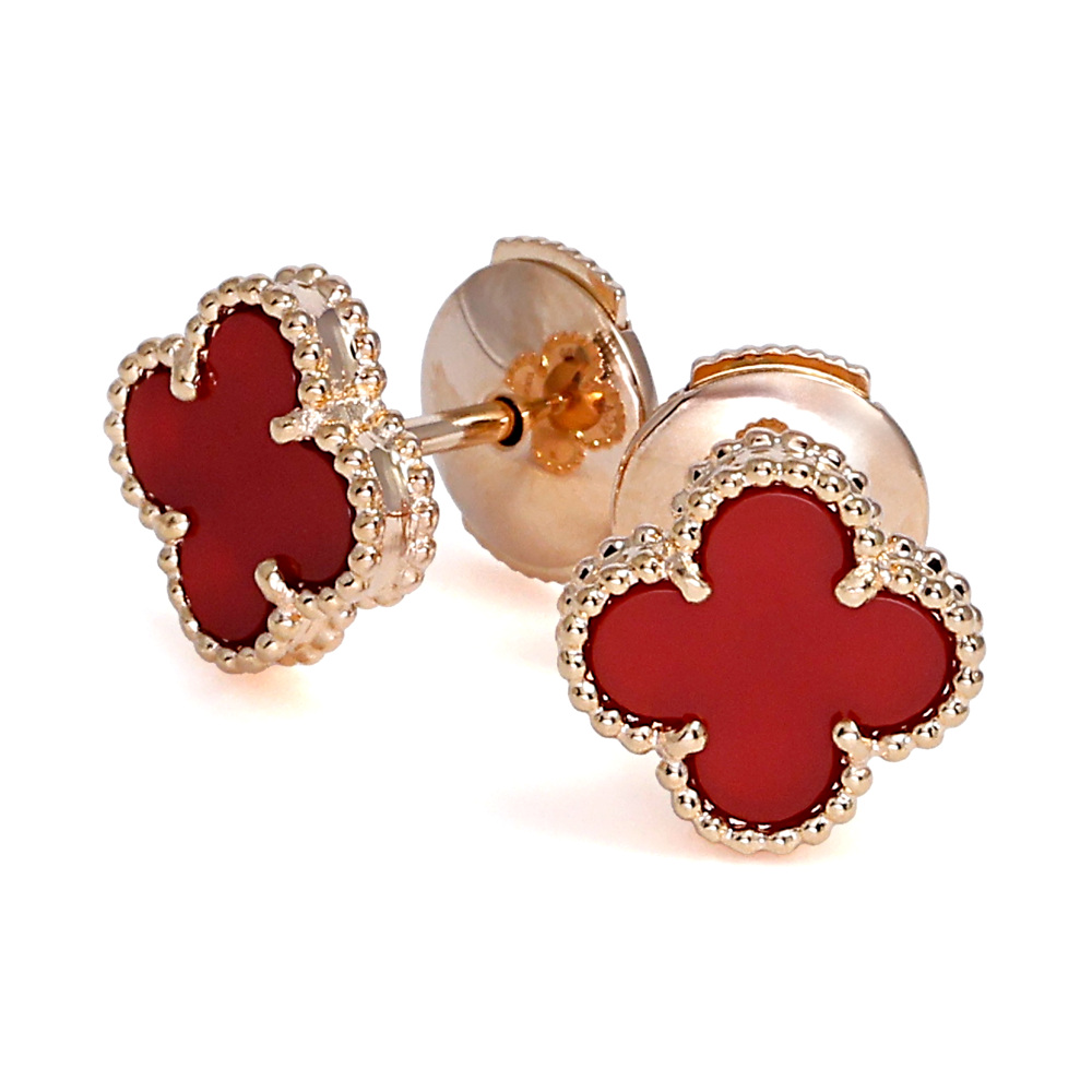 Van Cleef & Arpels Sweet Alhambra Earrings 18K Rose Gold Carnelian VCARN6BO00