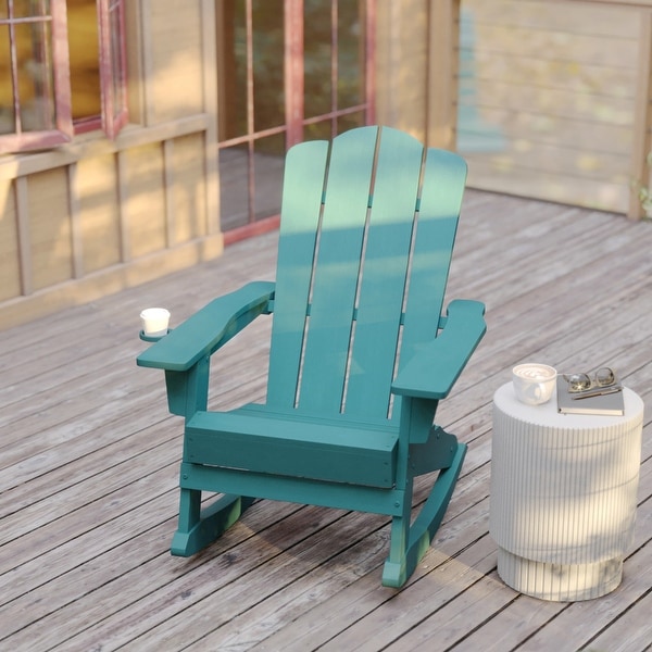 Commercial AllWeather Rocking Adirondack Chair with Swiveling Cupholder