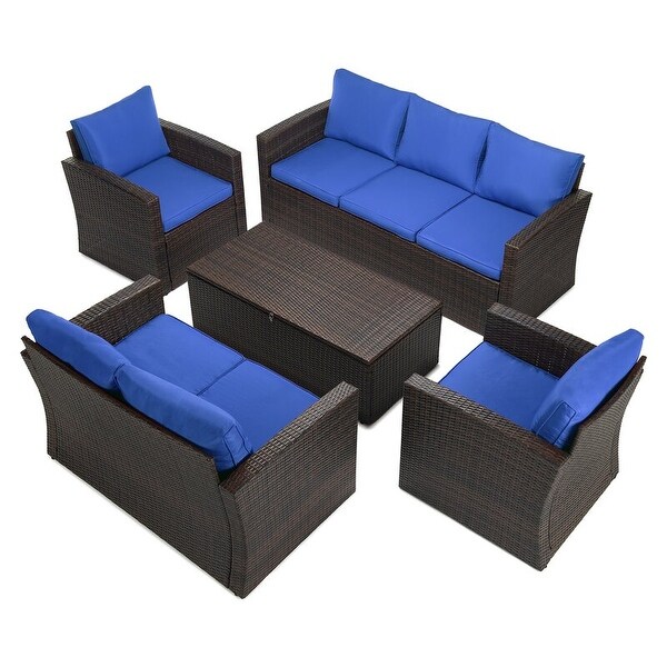 5piece Wicker Patio Conversation Furniture Set