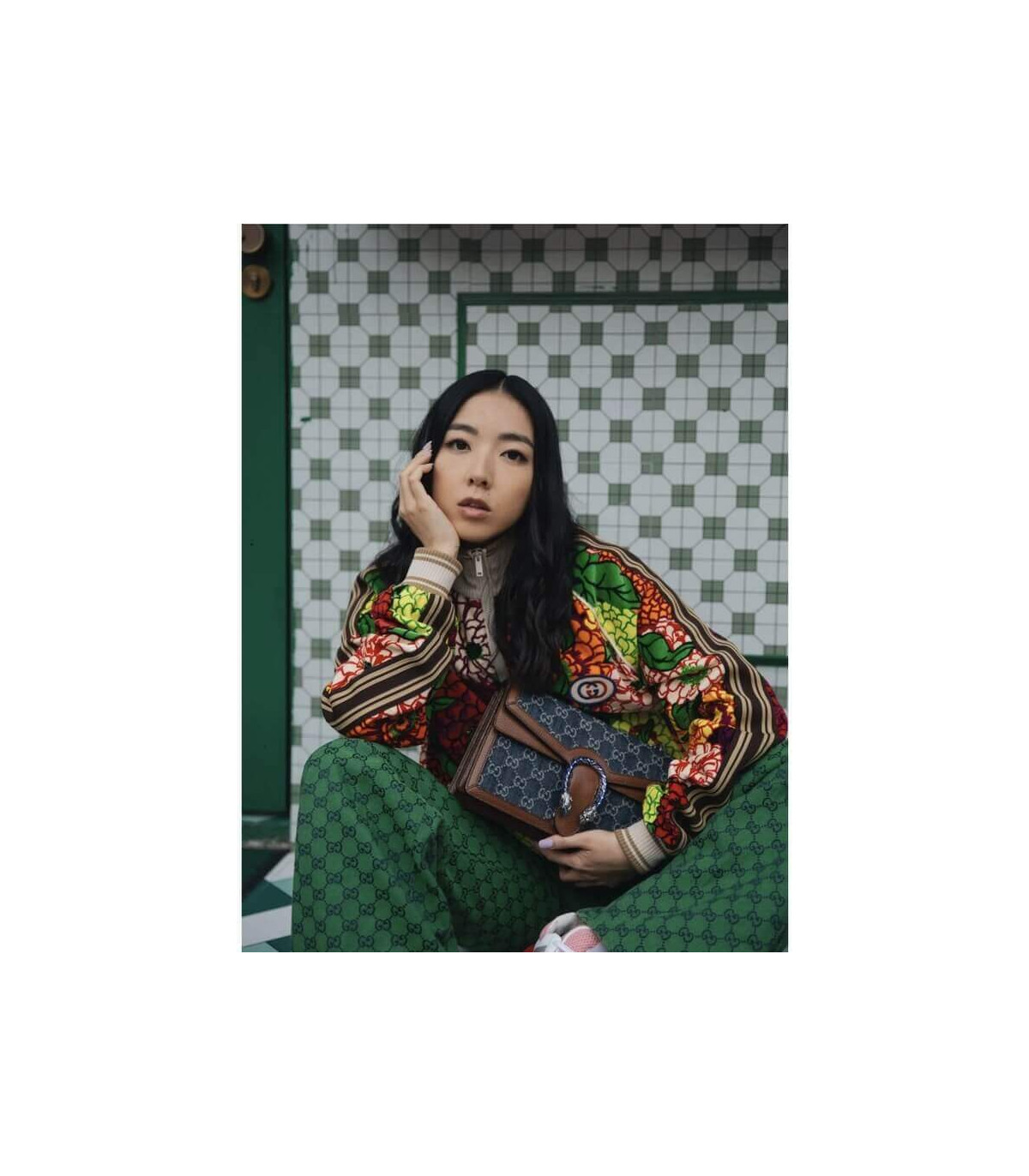 Gucci Small Dionysus Shoulder Bag in Blue Jacquard Denim 28cm