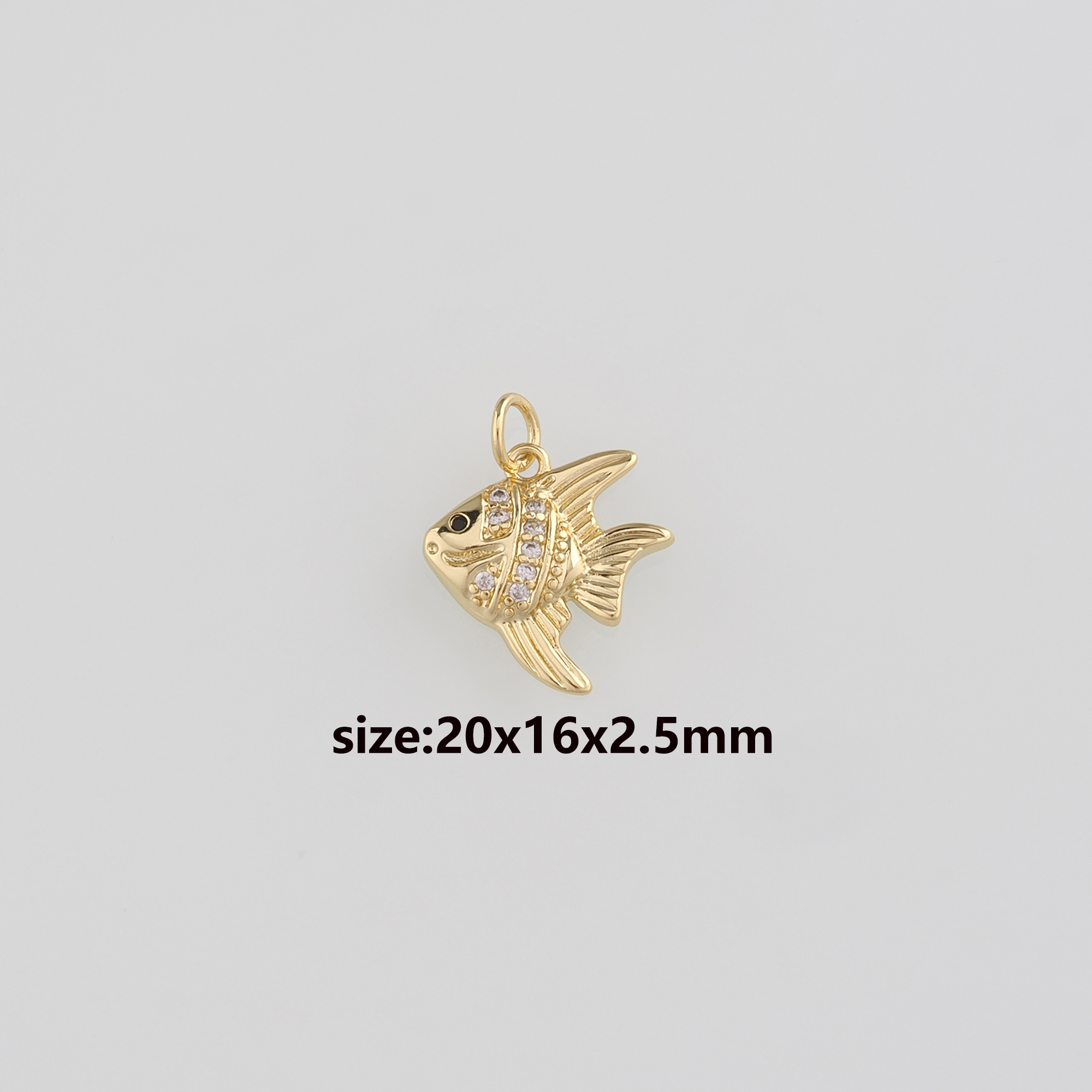 18K Gold Filled Fish Pendant,CZ Micro Pave Ocean Fish Charm Earrings Necklace for DIY Jewelry Making Supply