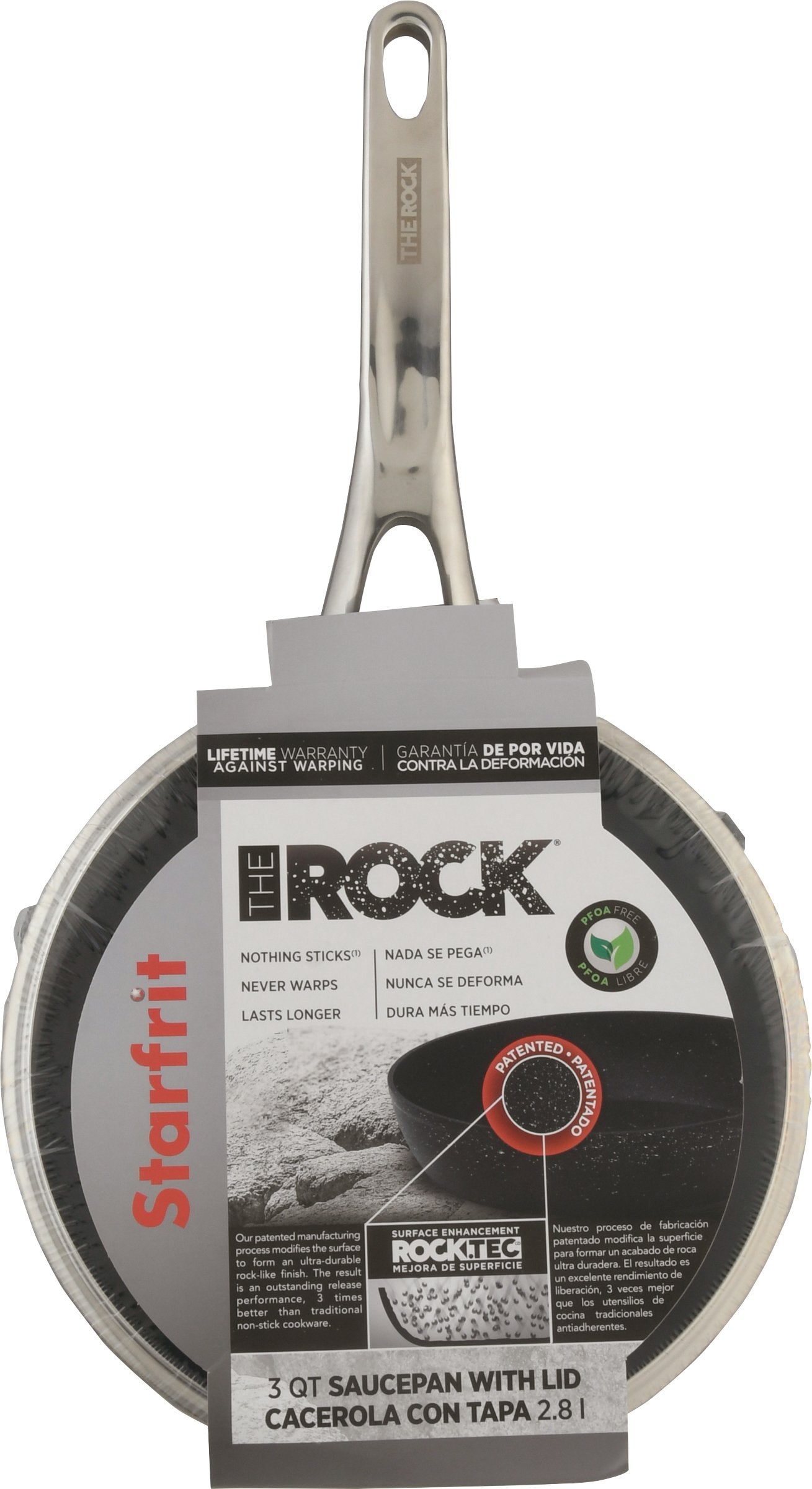 THE ROCK by Starfrit Saucepan with Glass Lid and Stainless Steel Handles (3-Quart)