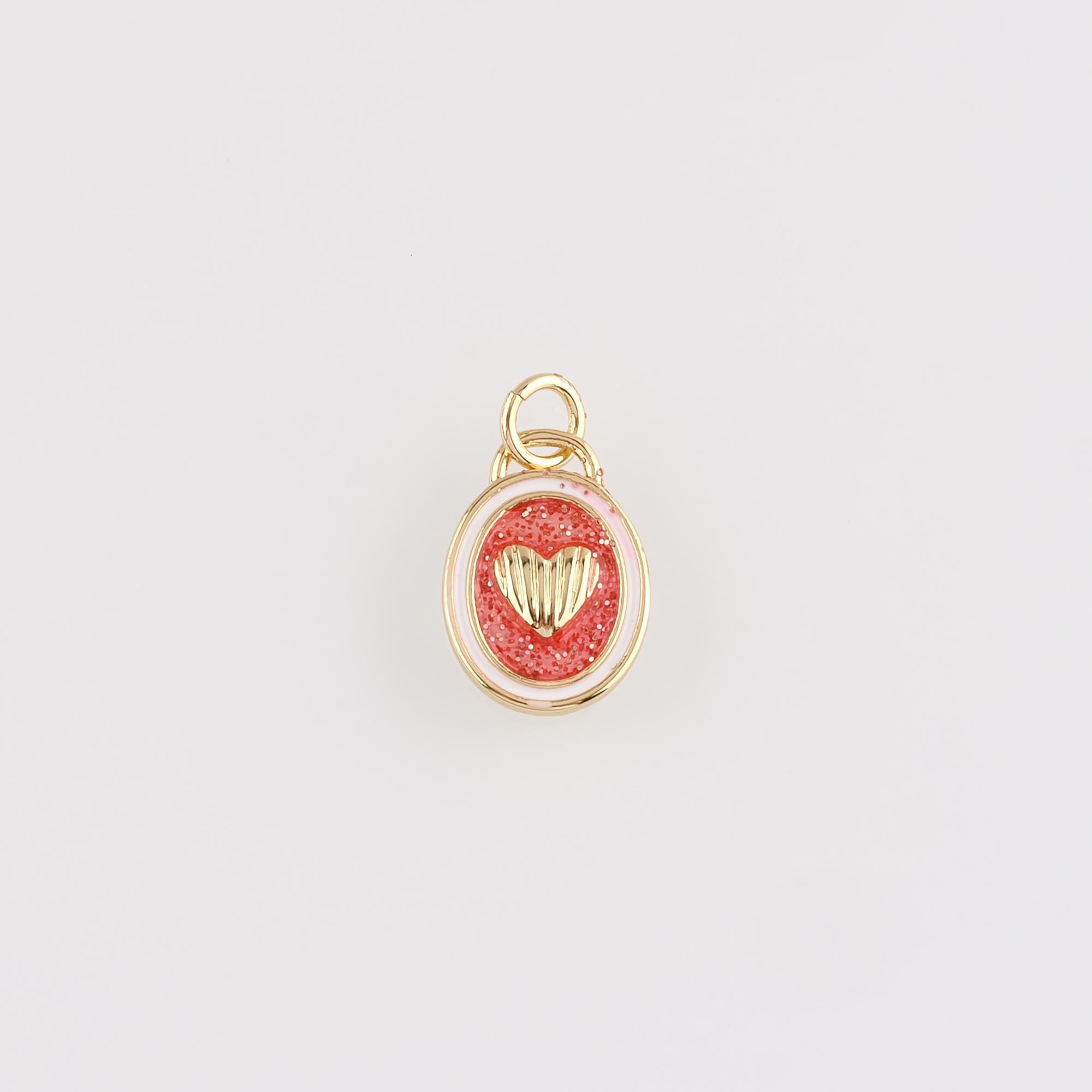 18K Gold Filled Heart Pendant,Enamel Heart Charm Earrings Necklace for DIY Jewelry Making Supply