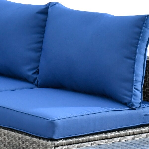 HOOOWOOO 8piece Patio Furniture Set Wicker Sectional Sofa with Fire Pit Table