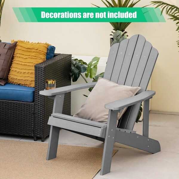 Costway Patio HIPS Adirondack Chair with Cup Holder Weather Resistant