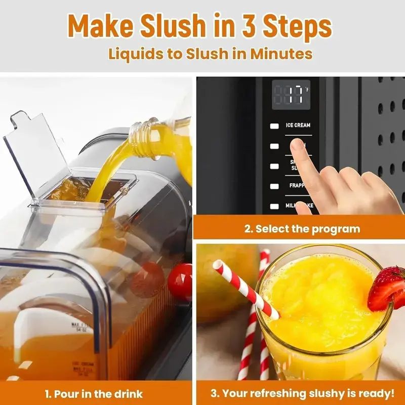 Professional Slushie Machine — Frozen Drink Maker with LED Display, No Ice Required