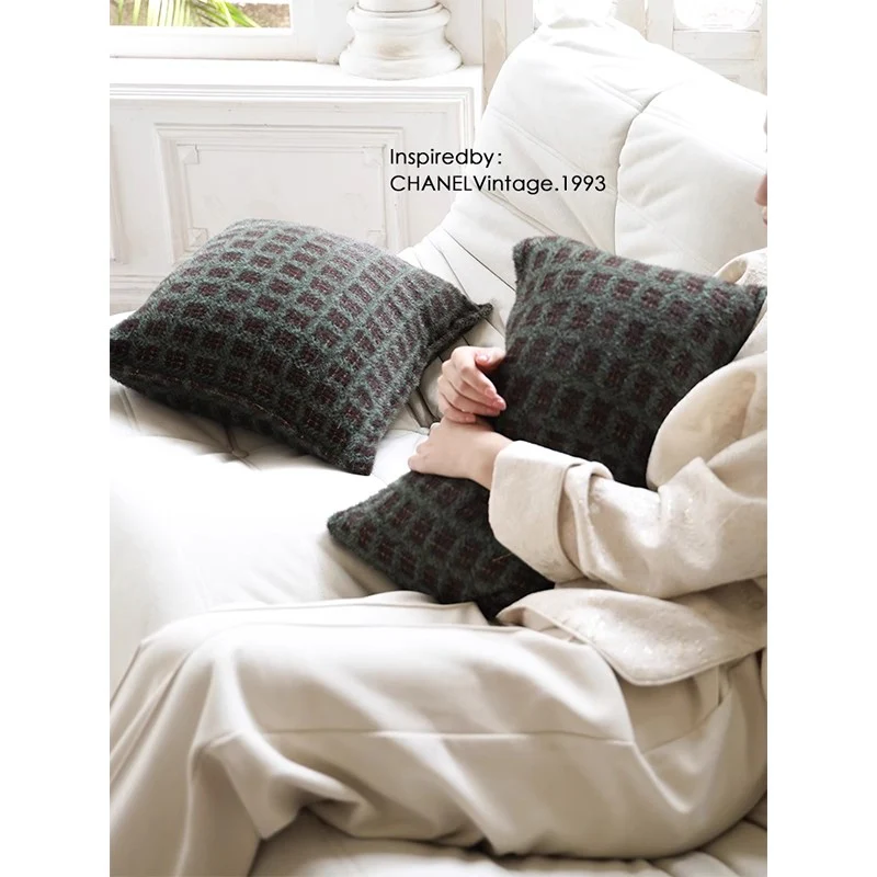 BD093 (Waist Support) - CH@NELVintage Paris Pine Green Lumbar Pillow, Bedside Pillow