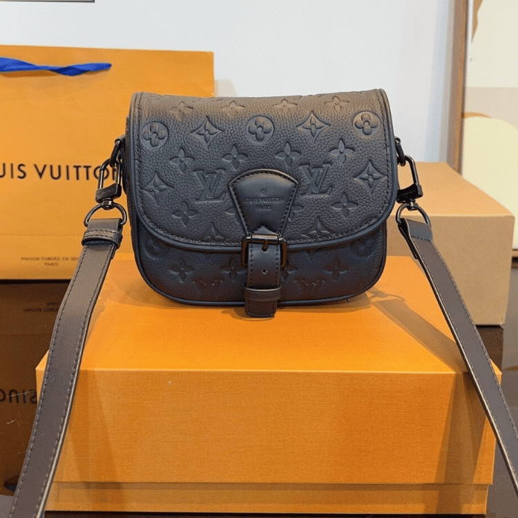 Louis Vuitton Saddle Messenger Bag Monogram Empreinte Black 8 Inches