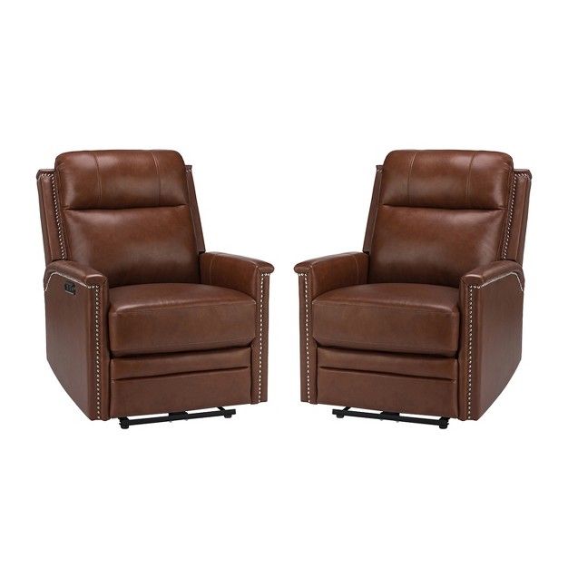 Set Of 2 Ottfried Genuine Leather Power Recliner Artful Living Design