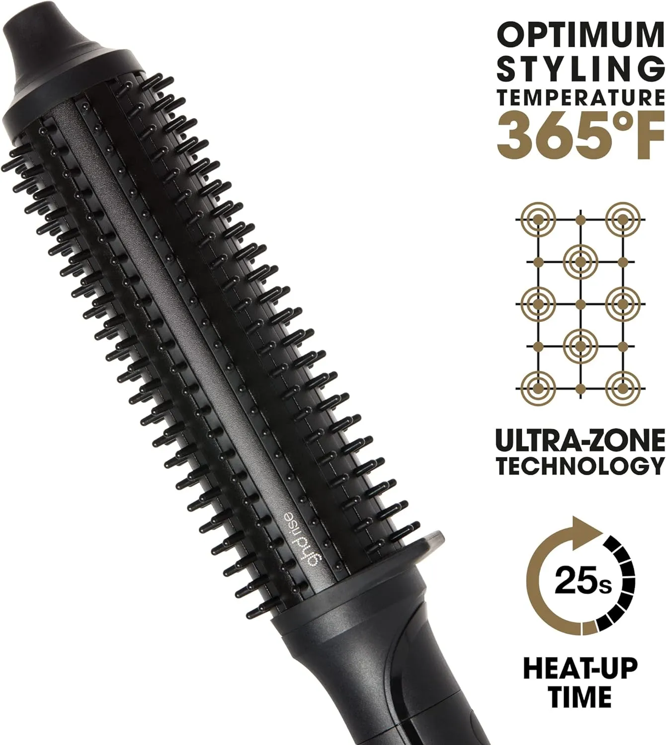 Professional Volumizing Blow Dryer Curling Brush to Dry Hair for Maximum Lift with Safer-for-Hair Optimum Styling Temperature ― Black