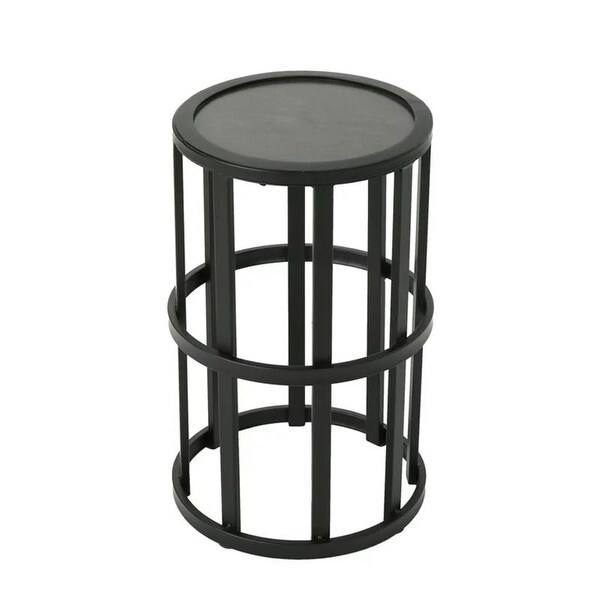 Outdoor 11Inch Ceramic Tile Side Table,Black