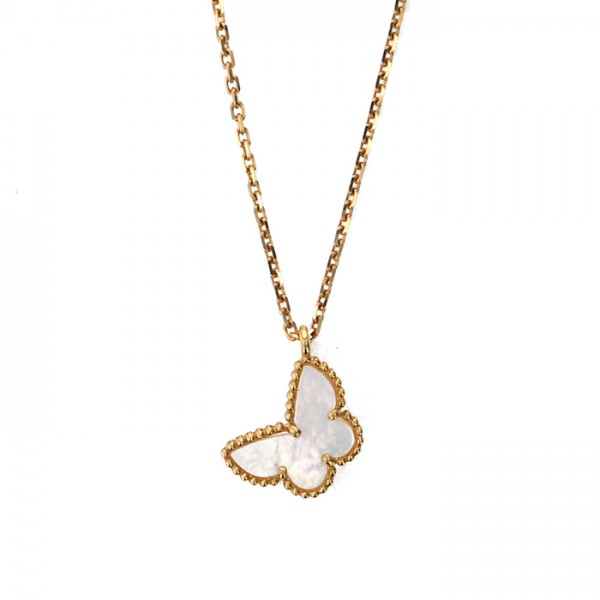 Van Cleef & Arpels Sweet Alhambra Papillon Necklace 18K Yellow Gold