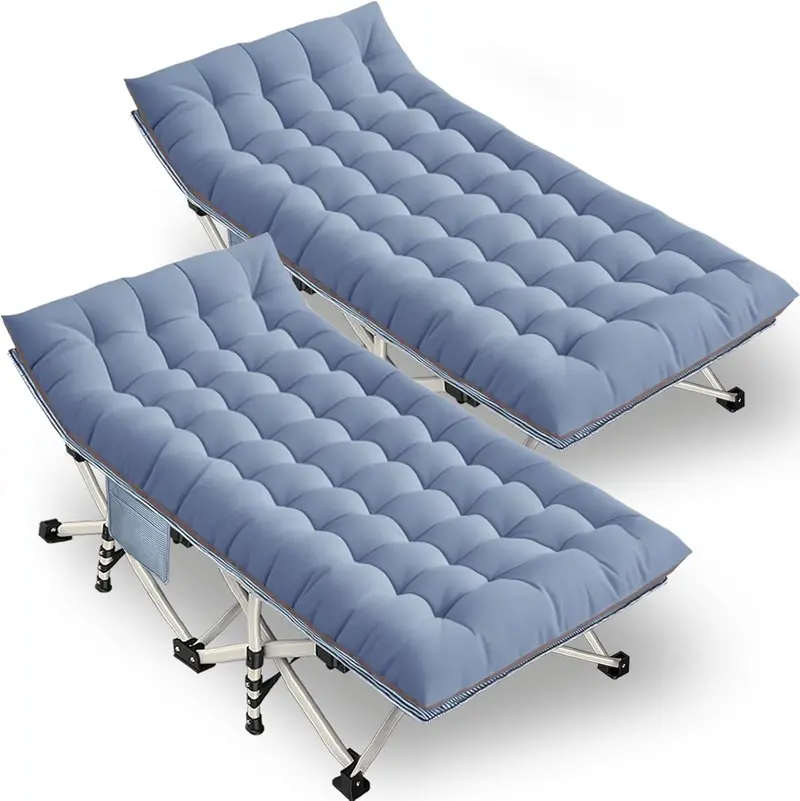 Two-Piece Folding Camping Cot Set – Includes Mattresses, Heavy-Duty Frames & Carry Bags
