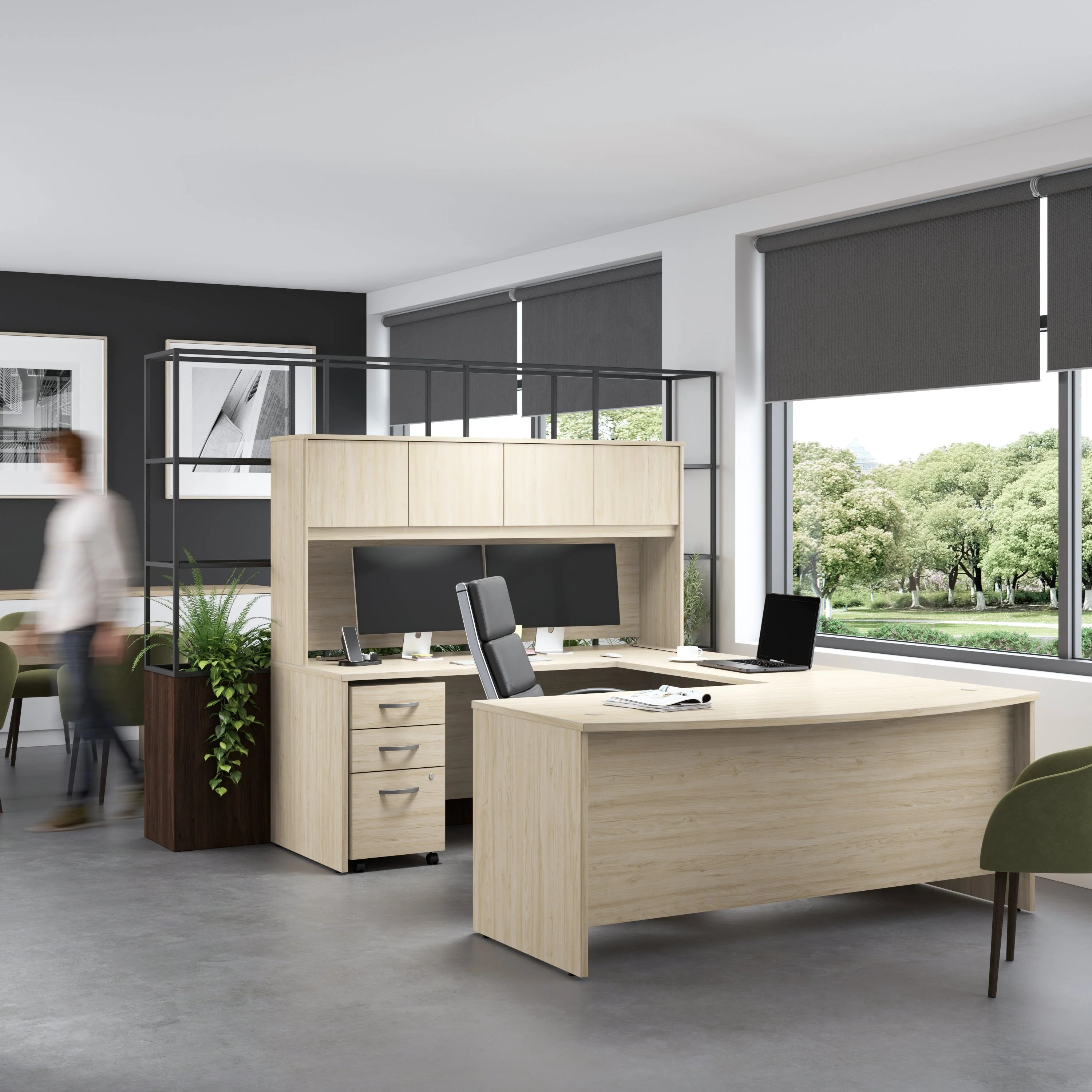 Studio C 72W x 24D Credenza Desk in Natural Elm - Engineered Wood