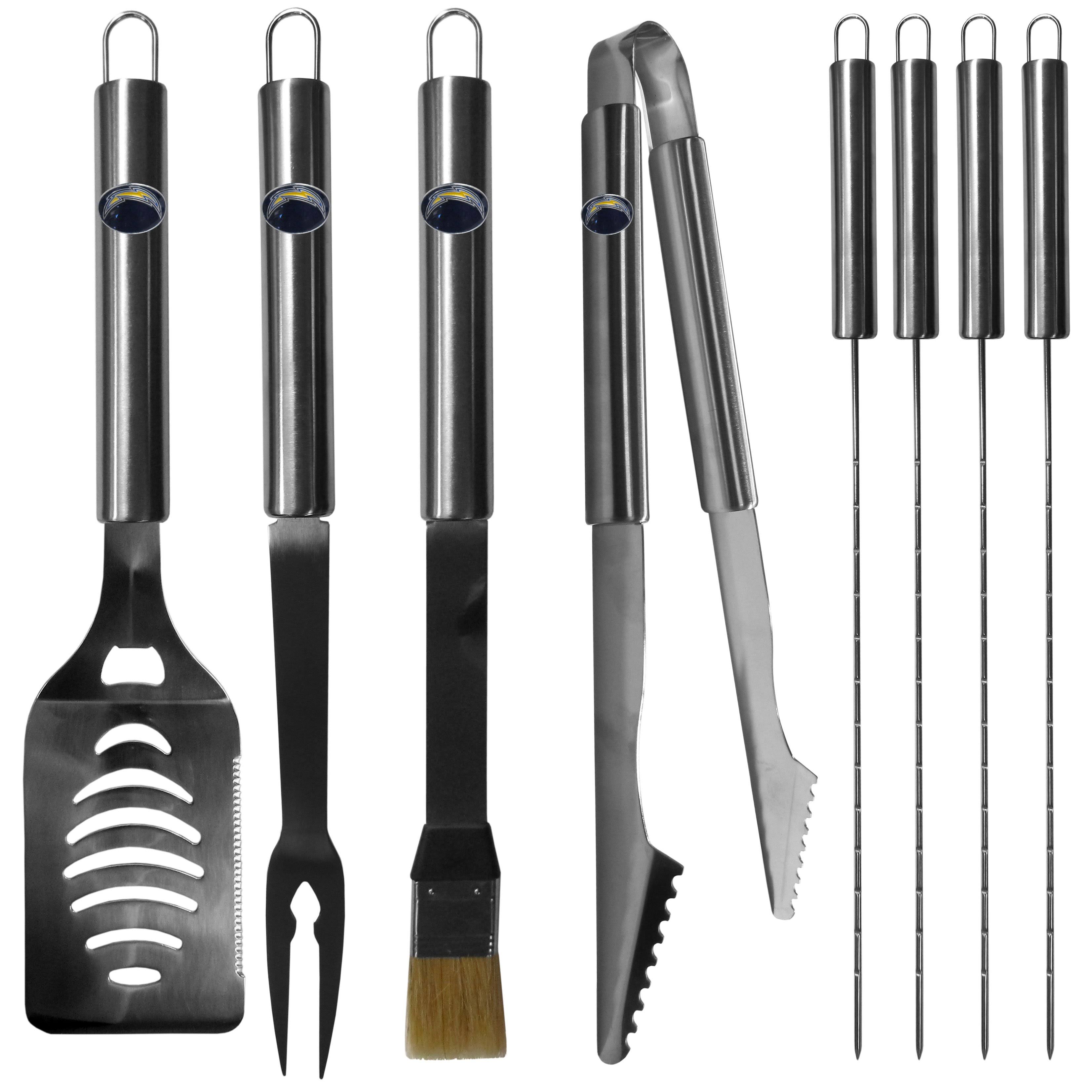 Los Angeles Chargers 8 Piece Stainless Steel BBQ Set w/Metal Case
