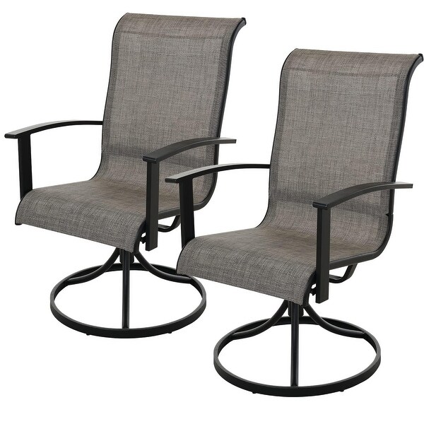Grand patio Outdoor Swivel Dining Chairs Set of 2,360 Degree Mesh Sling Rocker Sets for Deck,Garden Backyard,Mixed Coffee