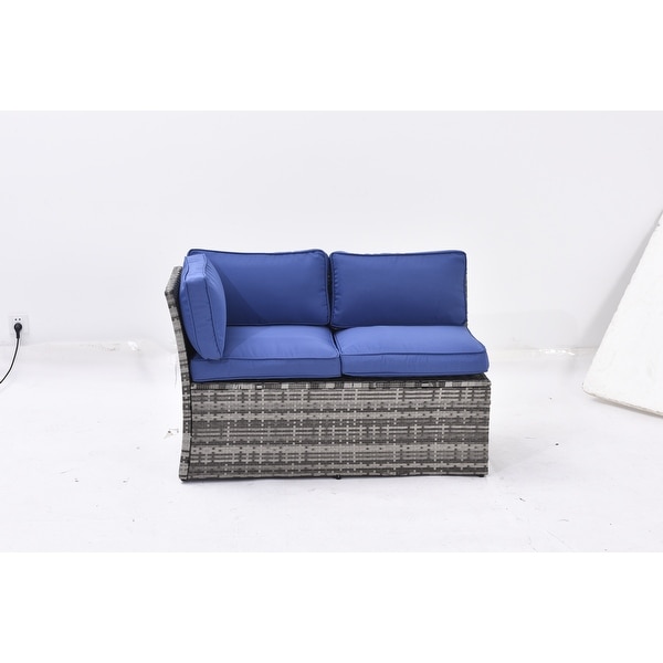 Patio Furniture Set,7 Pieces Sectional Conversation Sofa with Ottomans,All Weather,With Backrest and Removable Cushions