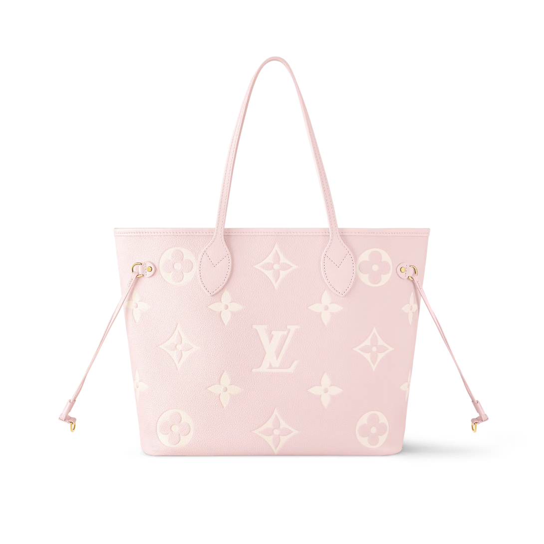 Louis Vuitton Neverfull MM Tote Bag Monogram Empreinte Pink/Quartz Pink/Beige 31cm M14210