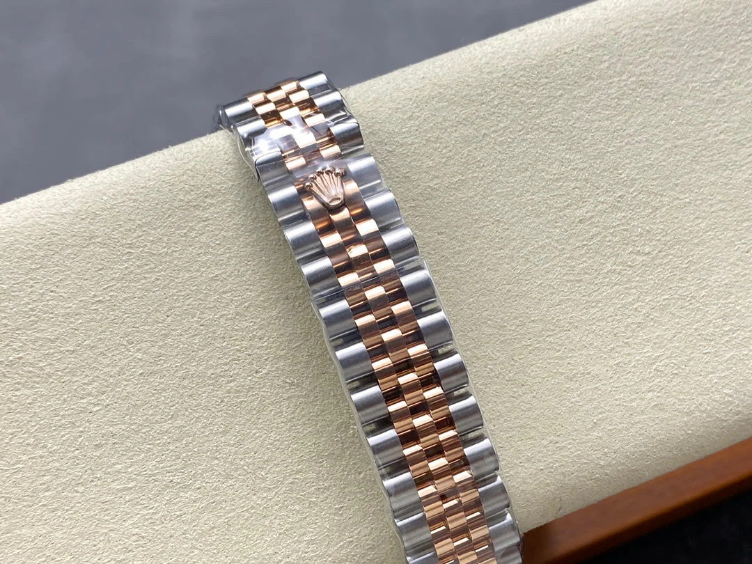 Datejust 31mm Pink Gold Steel Diamond Bezel Dark Grey Dial Diamond Numerals