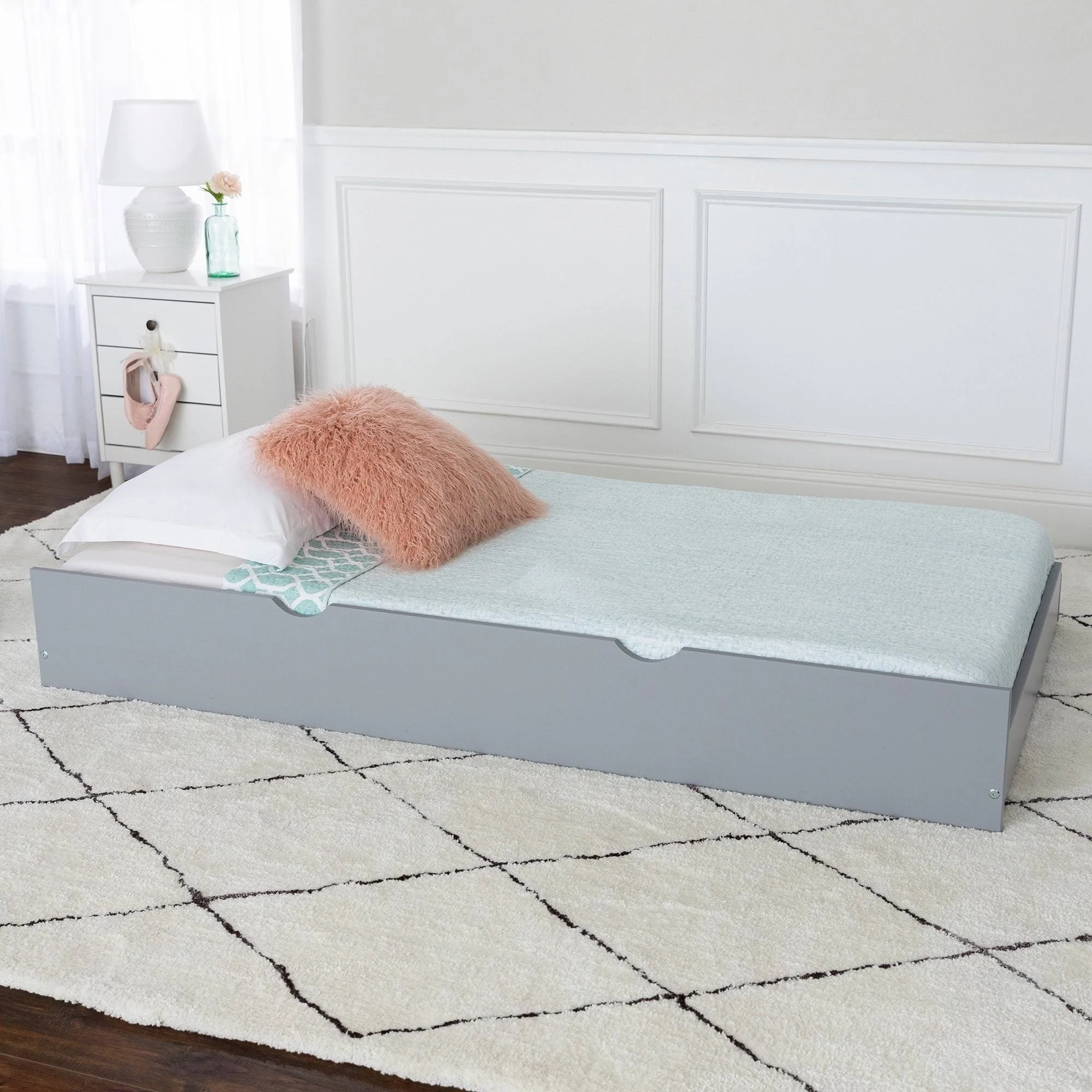 Taylor u0026 Olive Christian Wood Roll-Out Twin Trundle Unit Grey