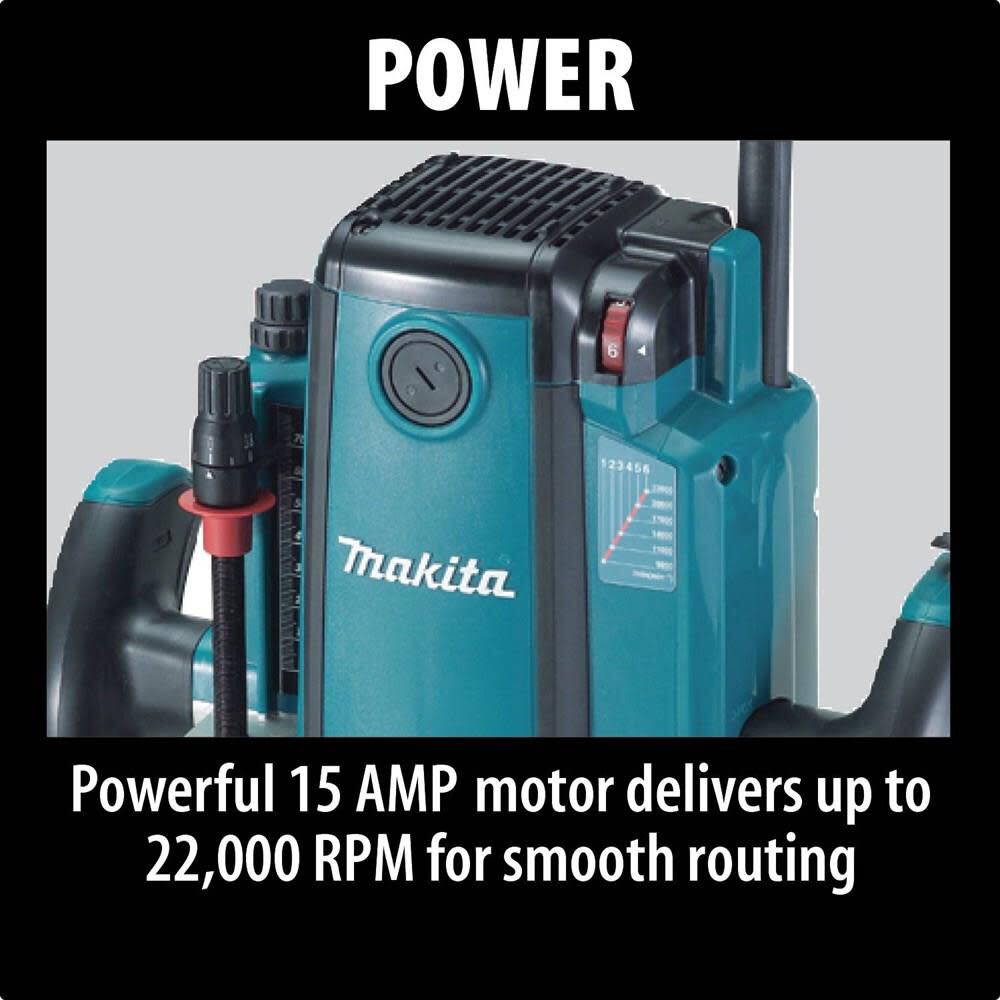 Makita 3-1/4 HP Plunge Router with Variable Speed RP2301FC