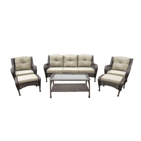 6piece Resin Wicker Patio Furniture Conversation Set with High Back