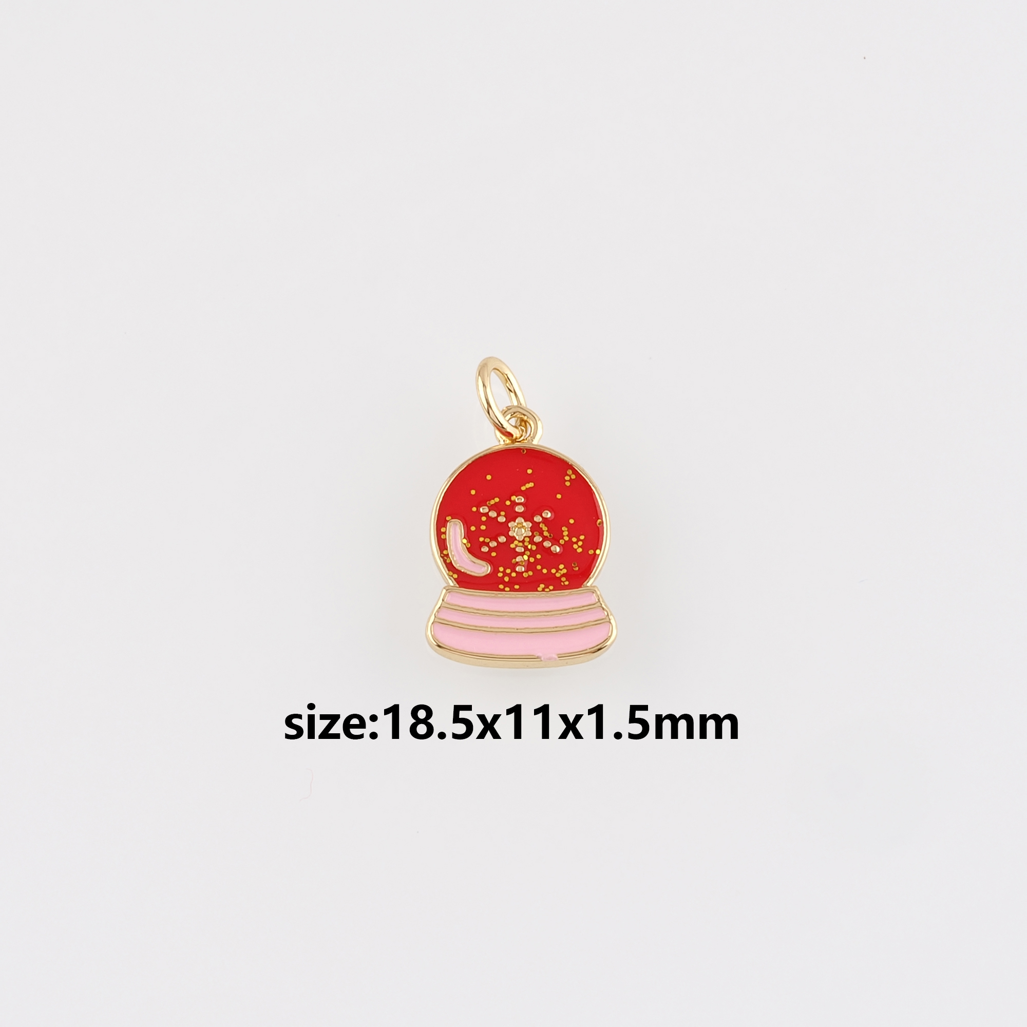 18K Gold Filled Crystal Ball Pendant,Enamel Crystal Ball Charm Earrings Necklace for DIY Jewelry Making Supply