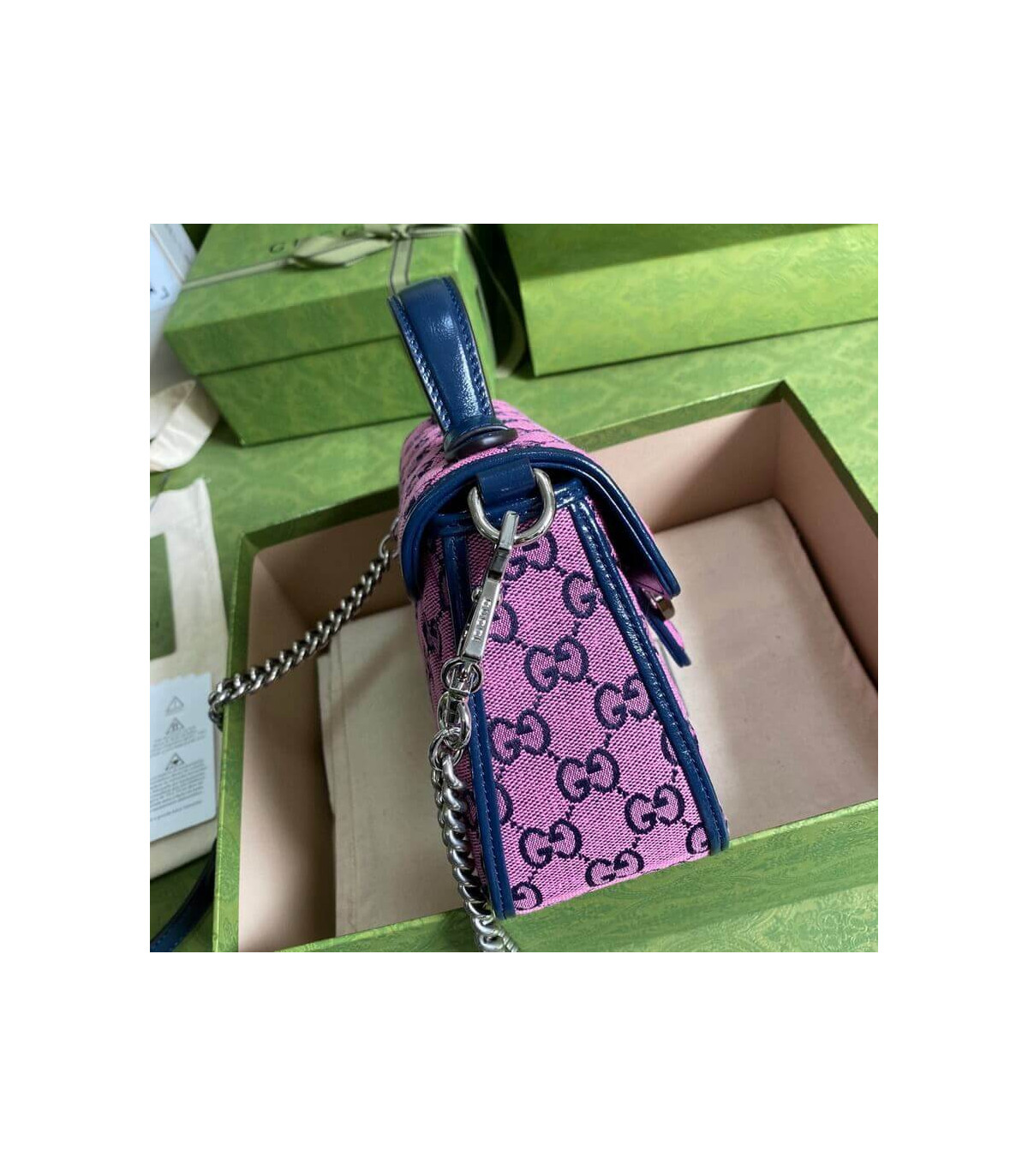 Gucci GG Marmont Multicolour Mini Top Handle Bag Pink