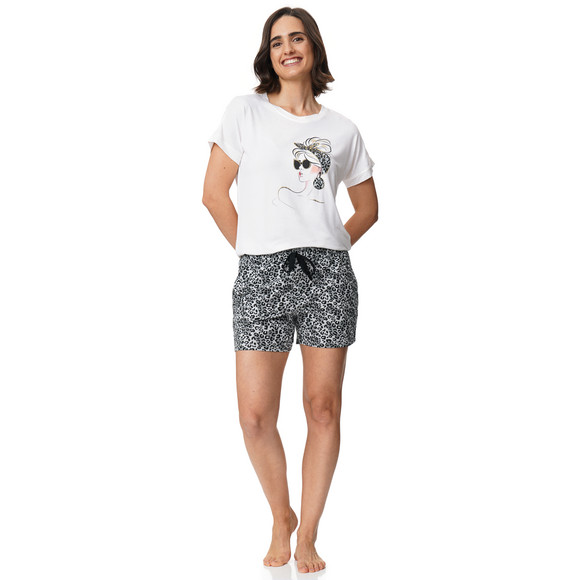 Gina Benotti Damen Schlafhose mit Leo-Muster