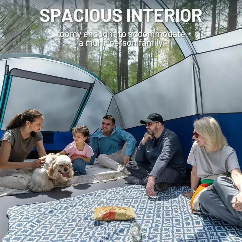 TIMBER RIDGE 8-Person Waterproof Tunnel Tent – Double-Layer Family Camping Shelter