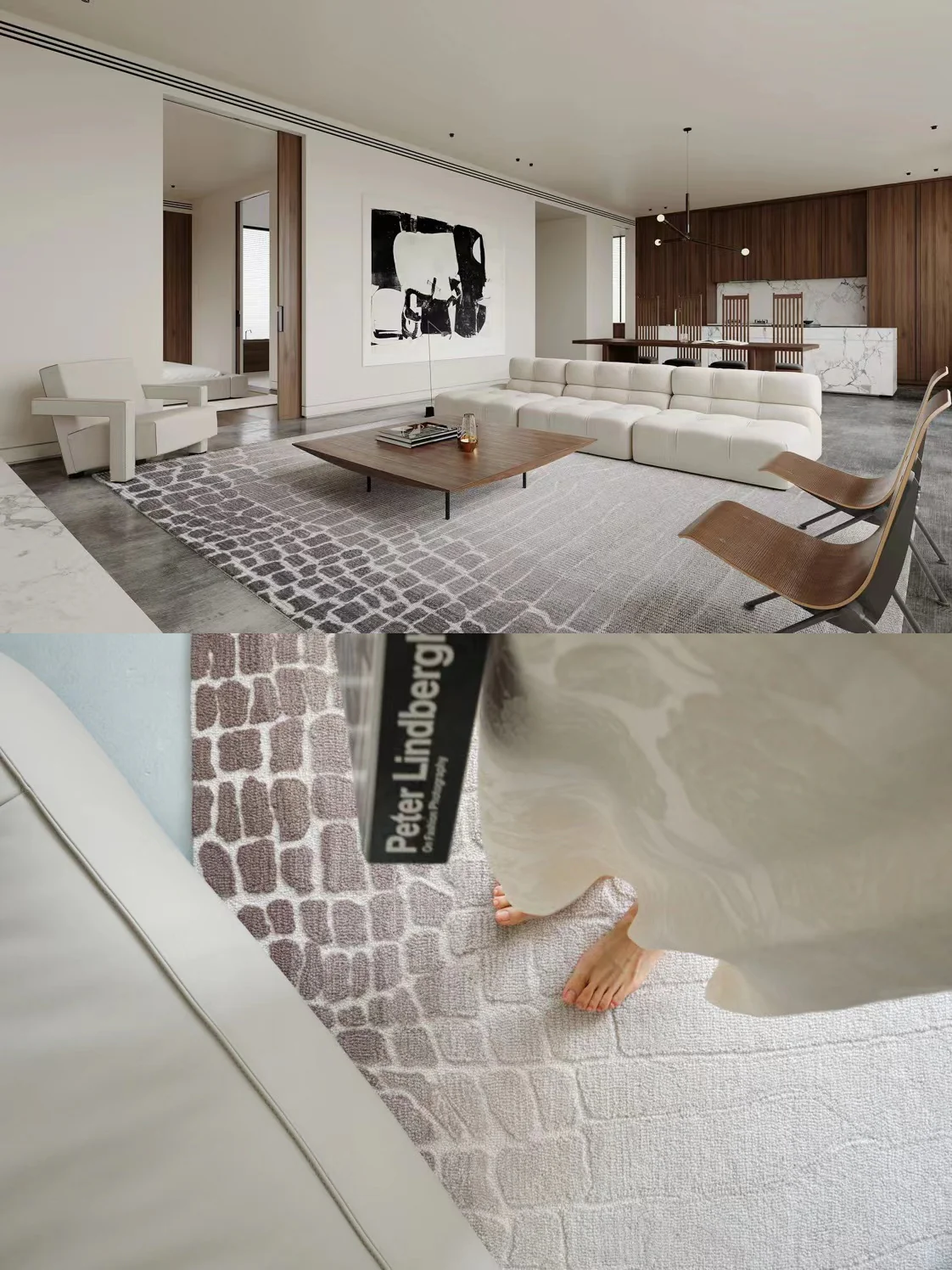 CP086 - HERM@S Himalayas / Gradient Three-Dimensional Relief Wool Carpet Large Flat Living Room Carpet