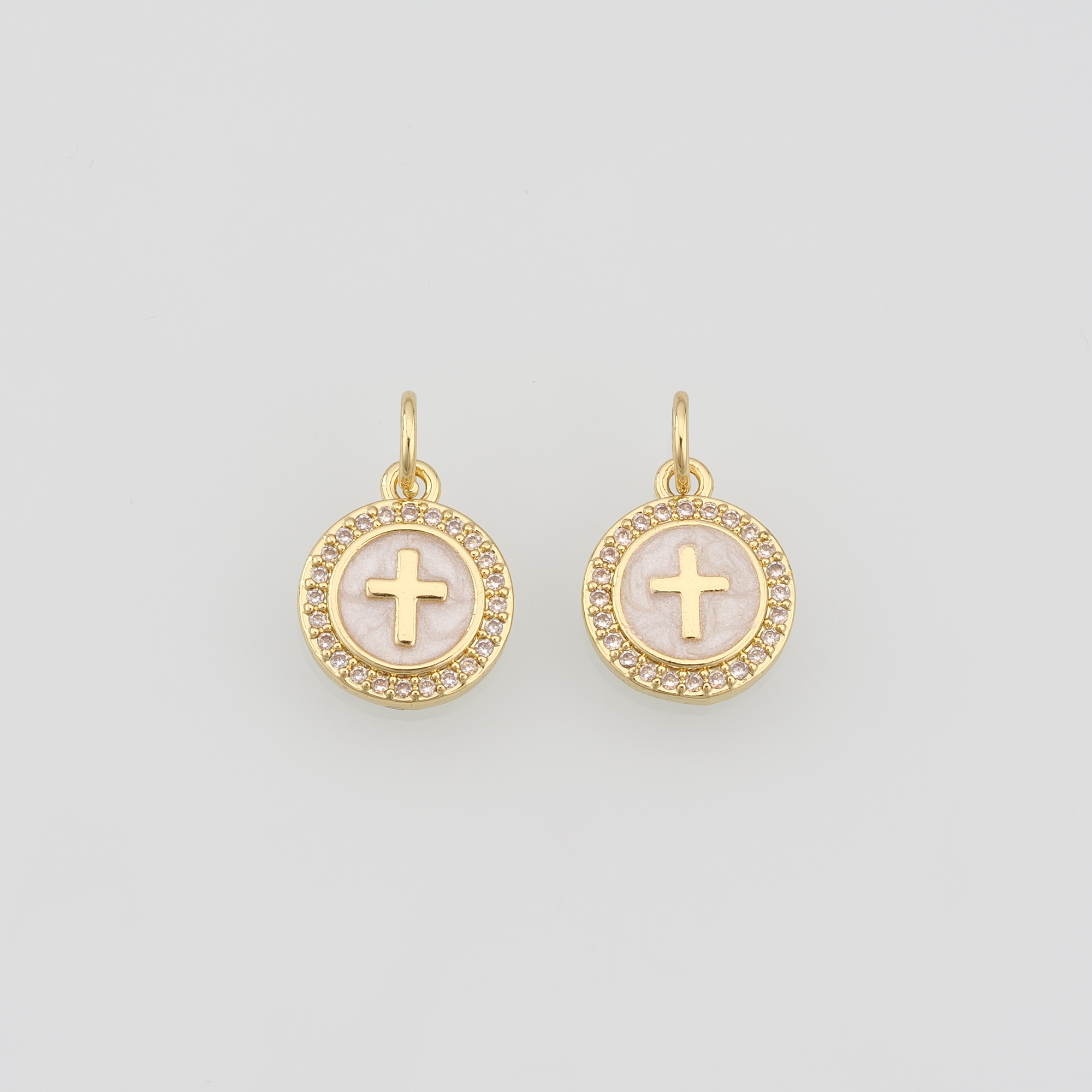 18K Gold Filled Cross Pendant,CZ Micro Pave Religious Charm Earrings Necklace for DIY Jewelry Making Supply