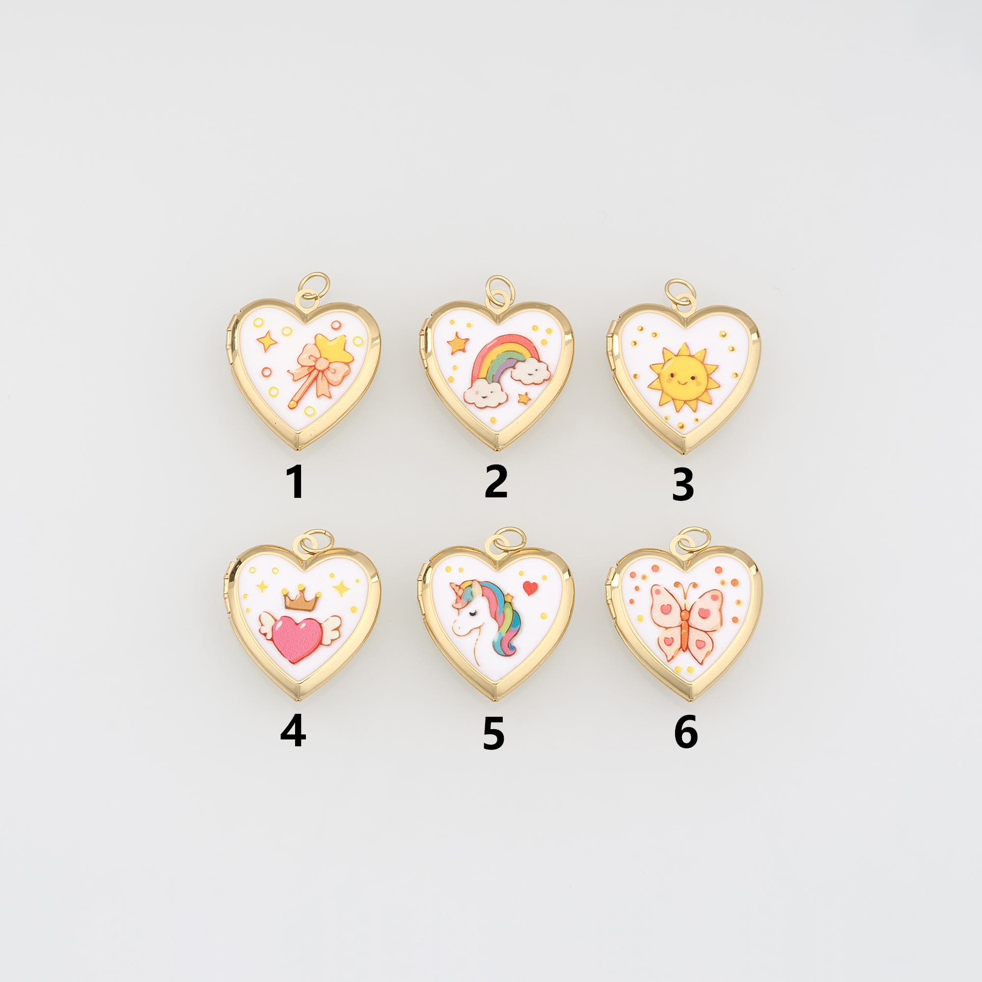 18K Gold Filled Heart Pendant,Enamel Openable Heart Charm Earrings Necklace for DIY Jewelry Making Supply