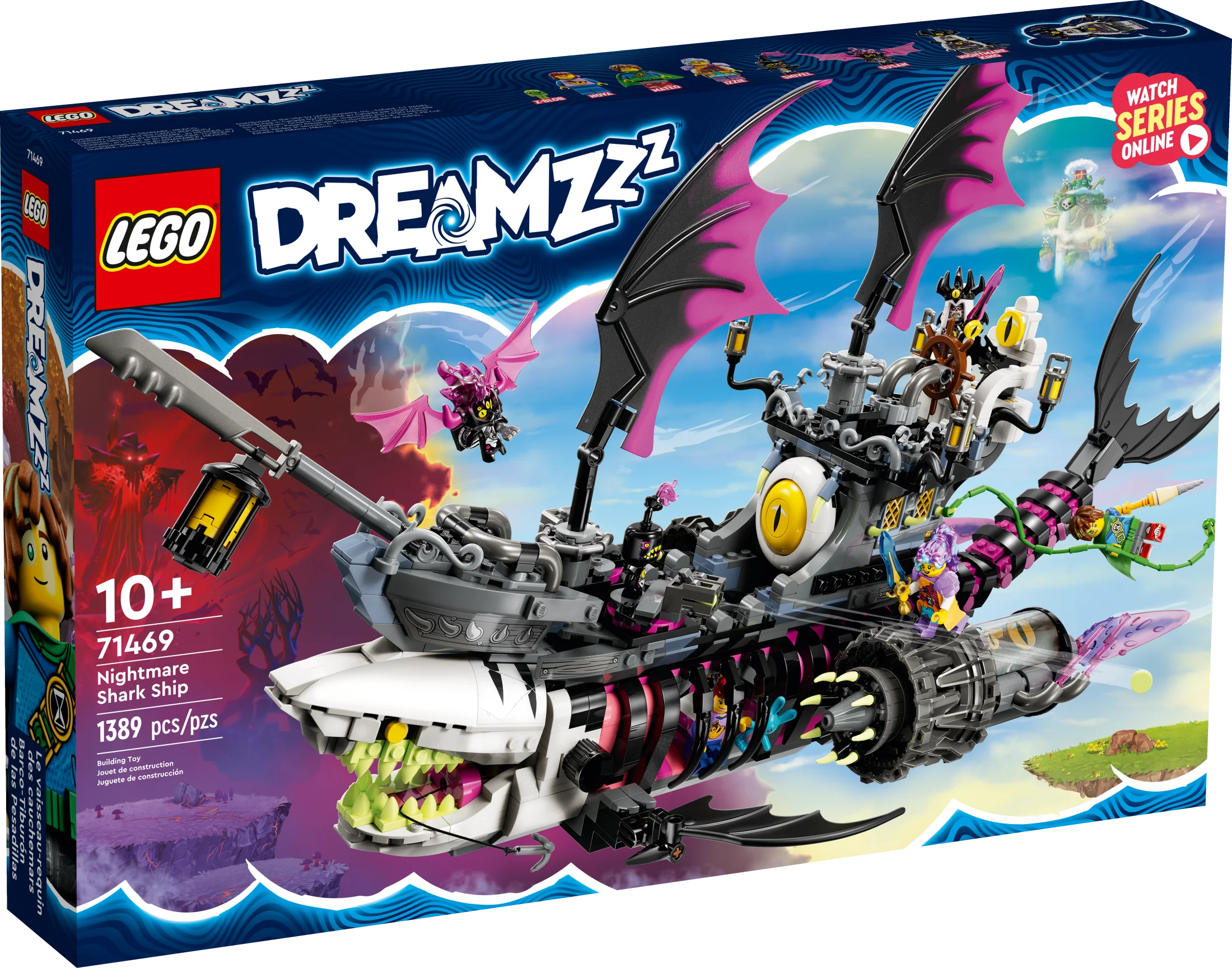 LEGO DREAMZzz Nightmare Shark Ship 71469, Construct the Building Toy Set as a Flying Pirate Ship or a Monster Truck, Includes 4 Minifigures, Shark Toy, Gift for Tweens and Kids Ages 10 and Up