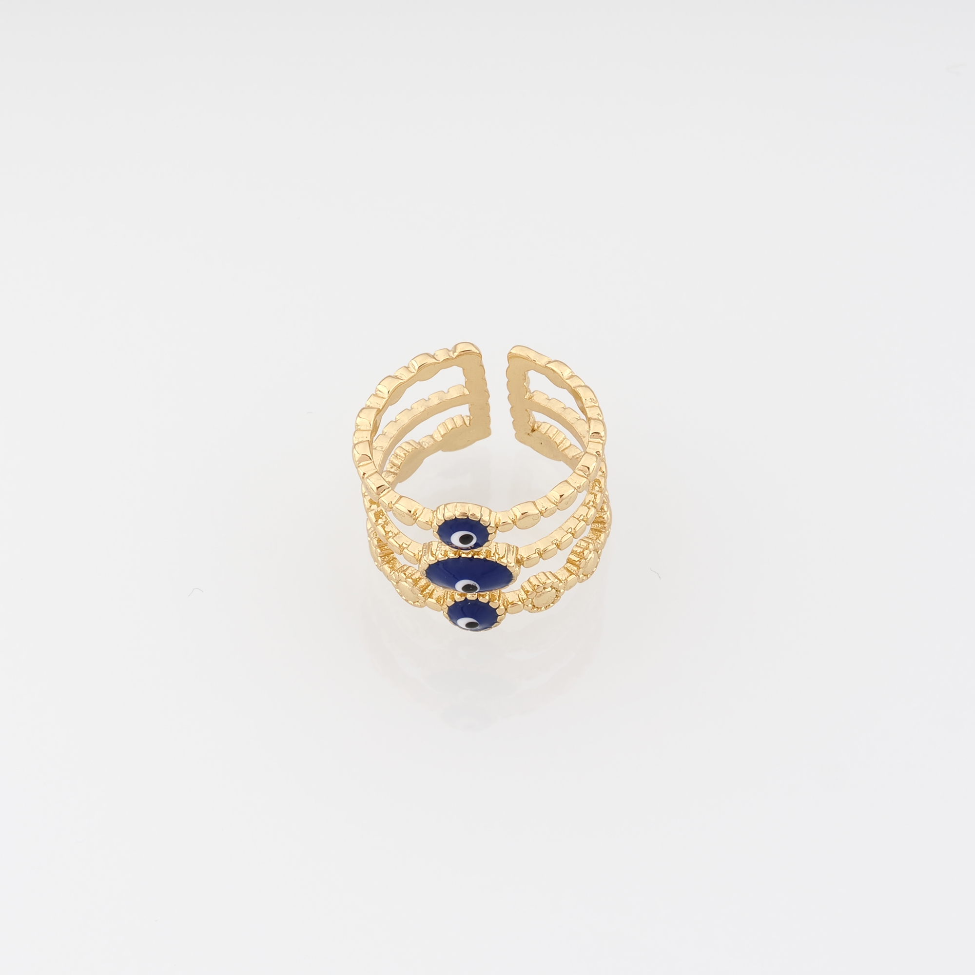 18K Gold Filled Evil Eye Rings,Adjustable Ring,Minimalist Ring,Open Ring