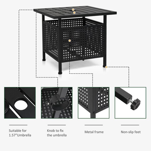 Patio 22 in. Black Wrought Iron Table with Umbrella Hole