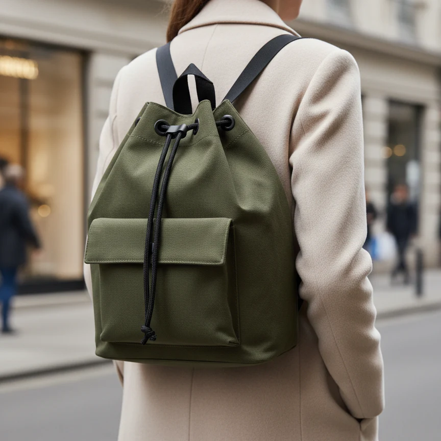 Olive Canvas Bucket Bag