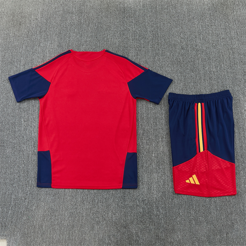 Spain Short Sleeves Training Suit Red-Two Stars 2