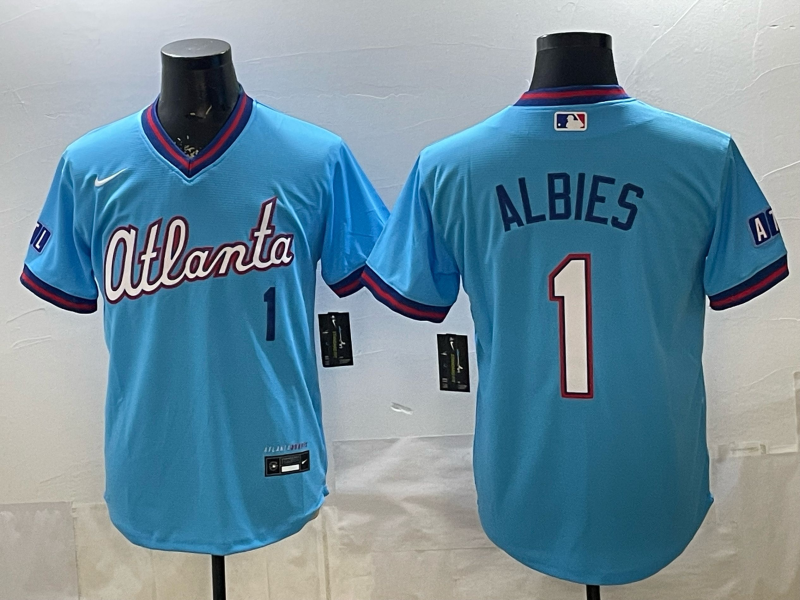 Men's Atlanta Braves Ozzie Albies #1 Powder Blue 2026 City Connect Stadium Jersey