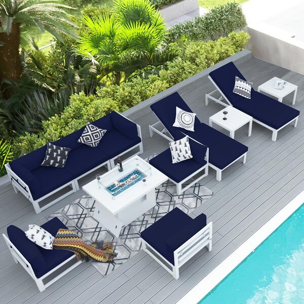 Nicesoul White Aluminum Modern Patio Furniture Sectional Sofa Set with Cushion