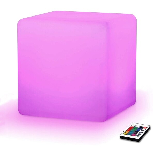 Modern Home LED Glowing Cube Box Stool w/Infrared Remote Control