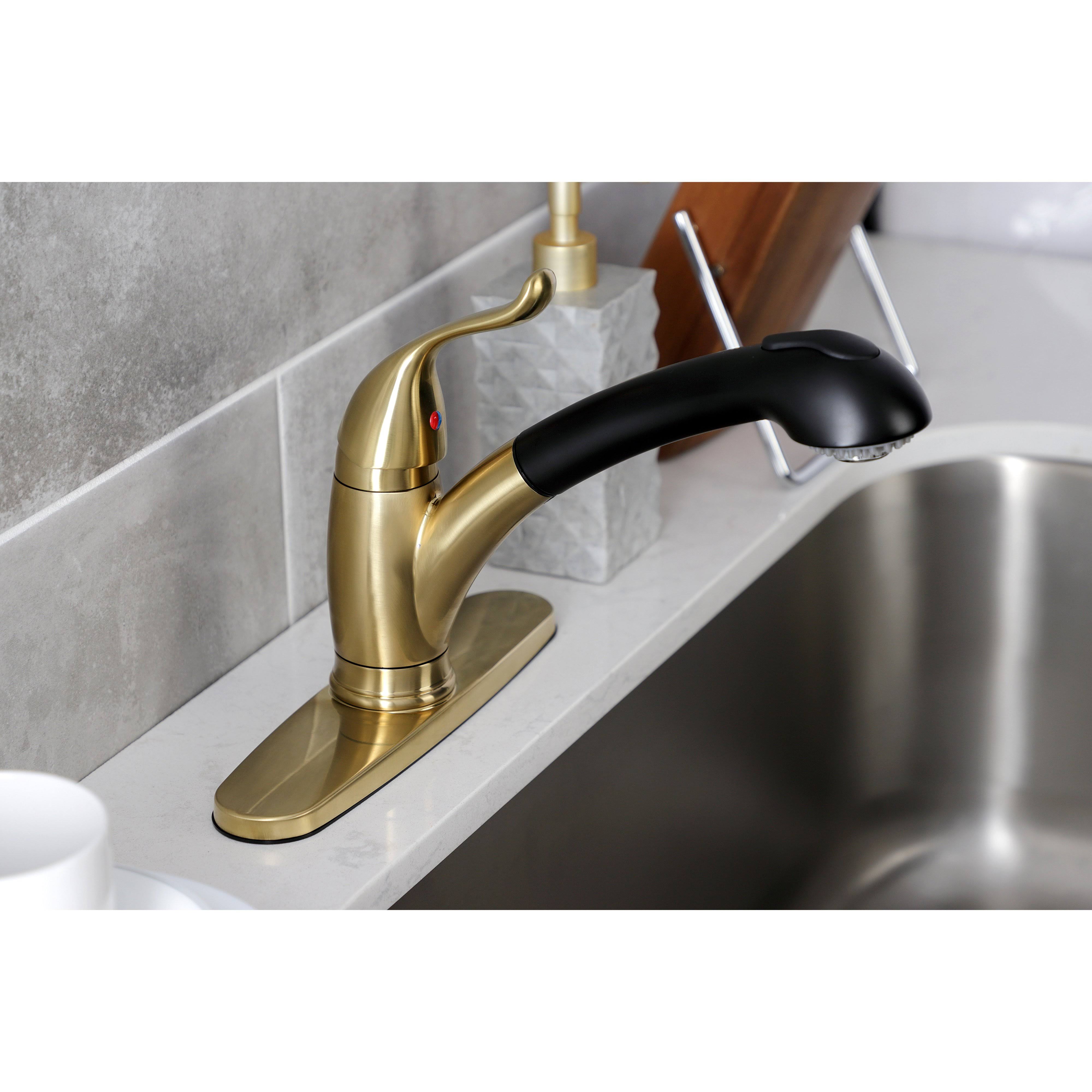 Kingston Brass KB5700YL Yosemite Single-Handle Pull-Out Kitchen Faucet Matte Black