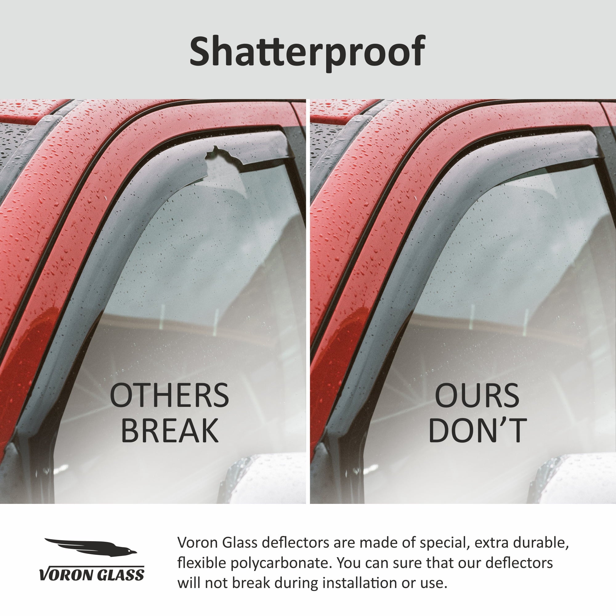 Voron Glass in-Channel Extra Durable Rain Guards for Trucks Chevrolet (Chevy) Silverado/GMC Sierra 1500 2019-2023 Crew Cab, Window Deflectors, Vent Window Visors, 4 Pieces - 220089
